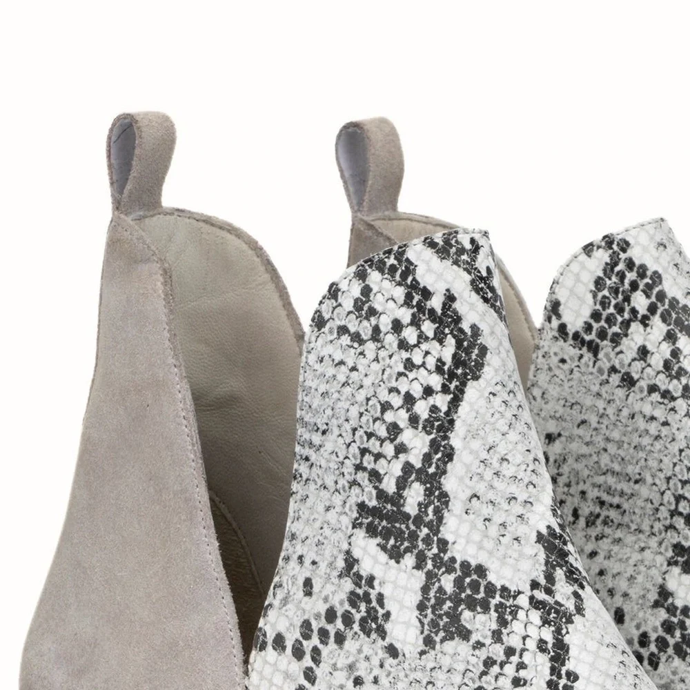 Vintage Foundry Co. Stylish Gray and White Ankle Boots with Pointed Toe - Picture 4 of 6